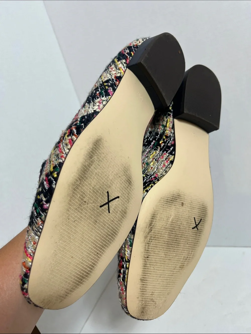 Talbots Multicolor Tweed Loafers with Navy Trim